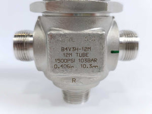 Hy-Lok B4V3H-12M 3-Way Switching Ball Valve, 316/L