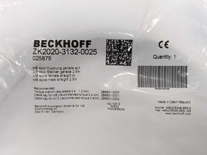 Beckhoff ZK2020-3132-0025 Power Cable 2.50 m, M8 4pos female to M8 4pos Male