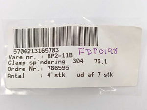 Roykon BP2-11B DS/ISO/SMS Clamp Ring 304 76.1mm, Batch of 4 pcs.