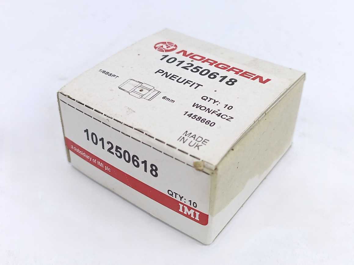 NORGREN 101250618 PNEUFIT Pneumatic Fitting, 6 mm, 1/8 BSPT, Batch of 10 pcs.