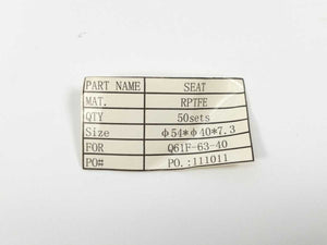 SEAT RPTFE Reinforced Teflon Valve Seat, ø54*ø40*7.3, Batch of 48 pcs.