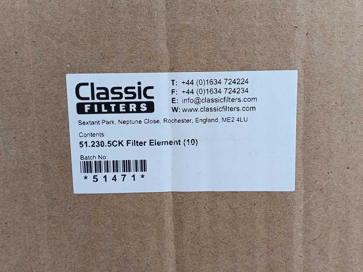 Classic Filters 51.230.5CK Filter Elements, Batch of 10 pcs.