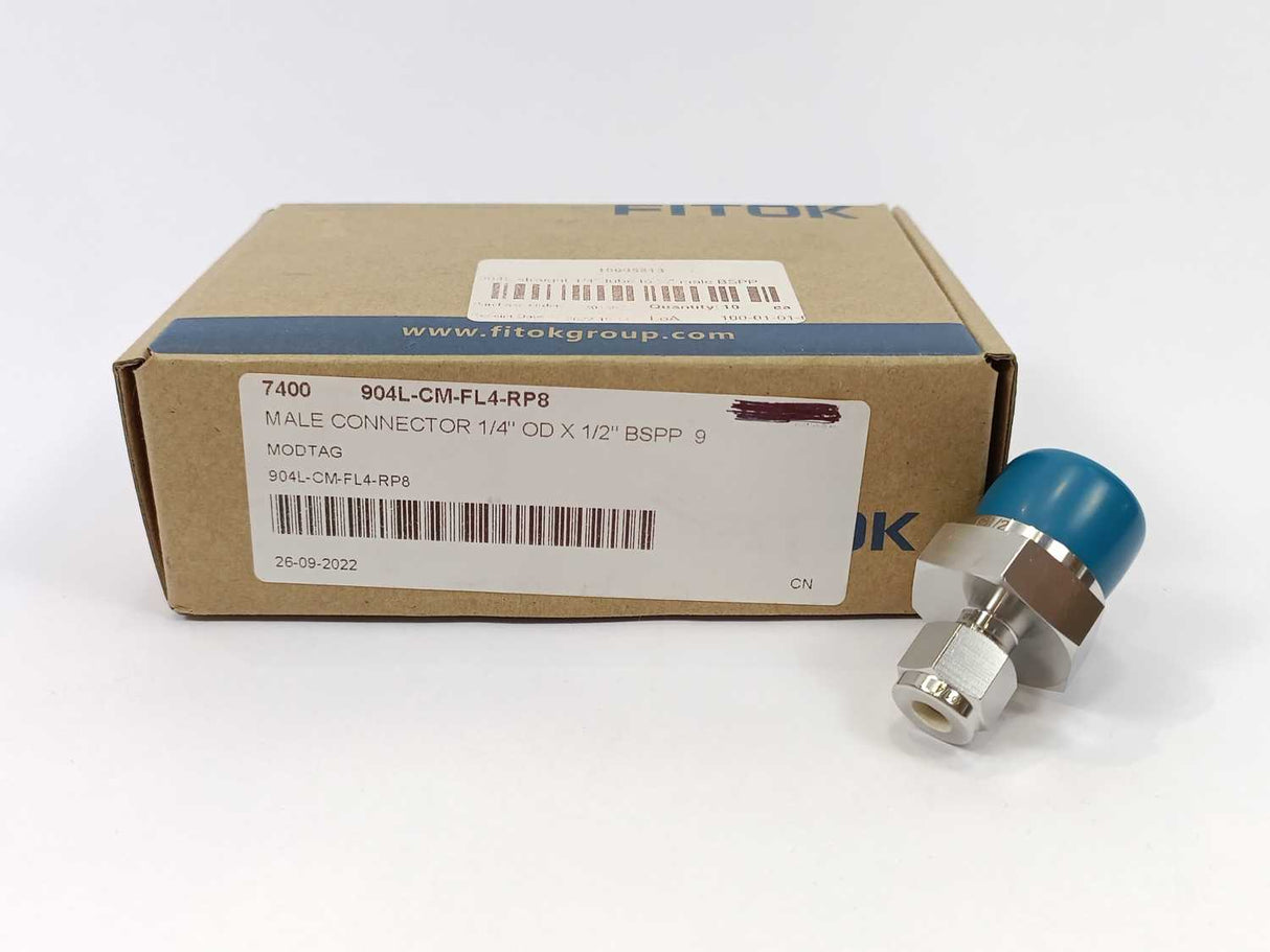 Fitok 904L-CM-FL4-RP8 Male Connector 1/4" OD x 1/2" BSPP 9 FITOK-904L 10 Pcs