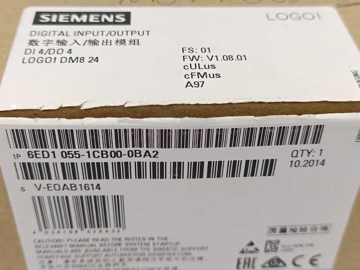 Siemens 6ED1055-1CB00-0BA2 Digital Input/Output Module LOGO! DM8 24