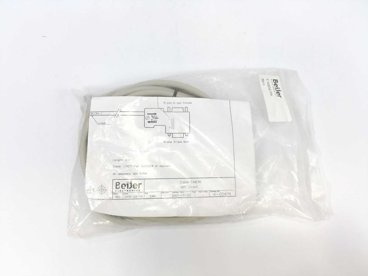 BEIJER ELECTRONICS CAB363M MPI to HMI Cable