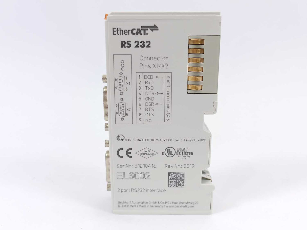 Beckhoff EL6002 2 Port RS232 Interface