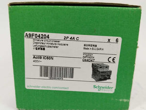 Schneider Electric A9F04204 Miniature Circuit Breaker C 4A, 6 pcs. Batch