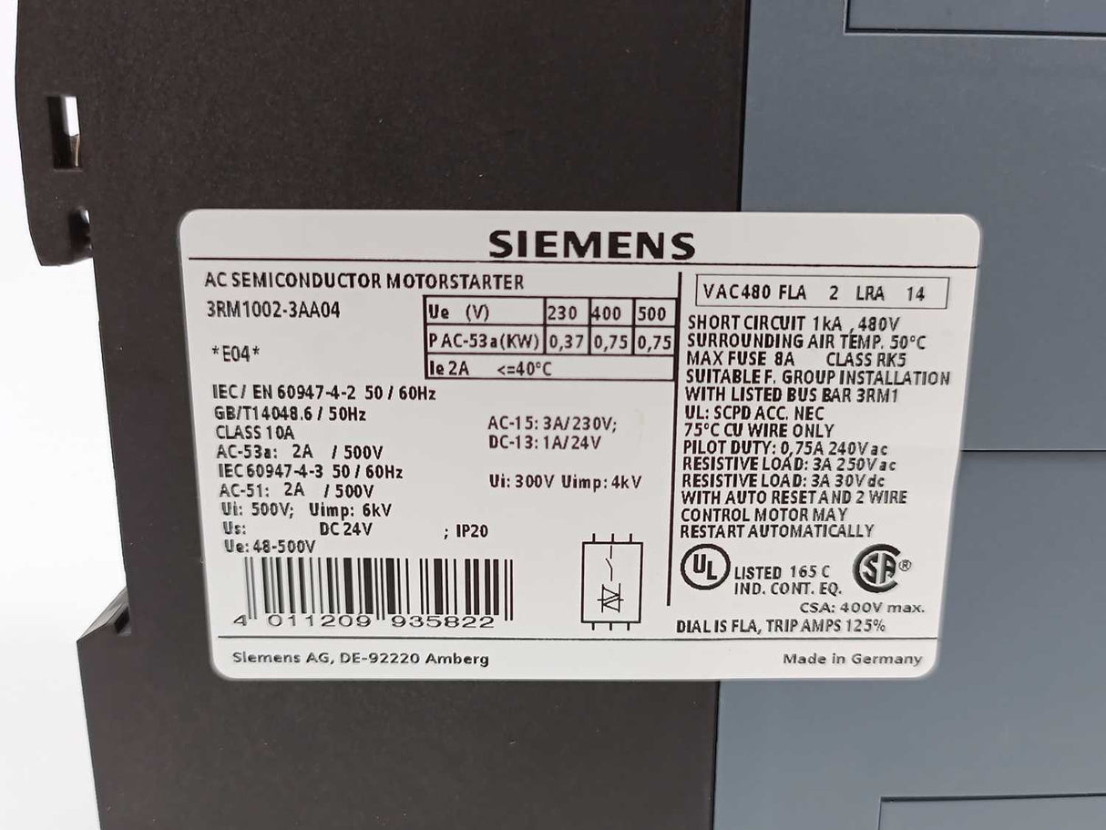Siemens 3RM1002-3AA04 SIRIUS AC Semiconductor Motorstarter