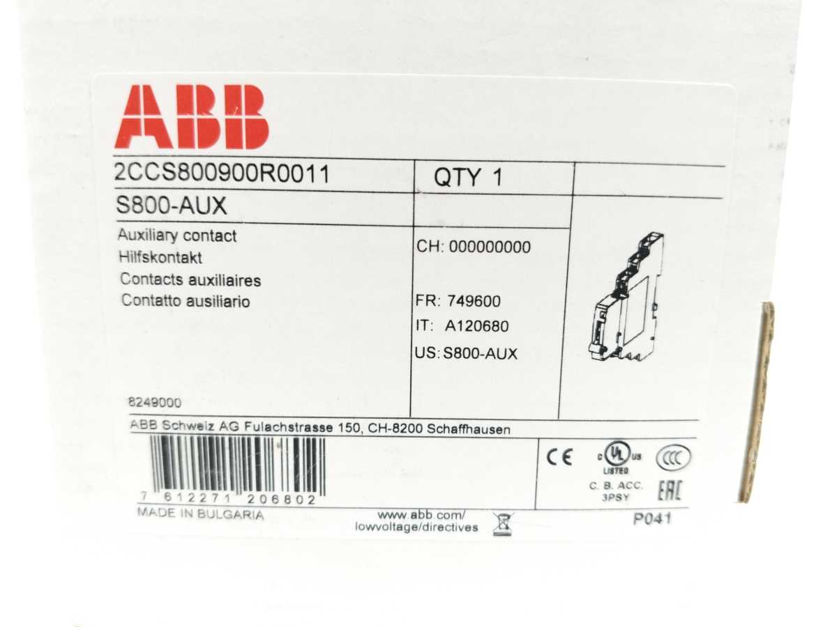 ABB 2CCS800900R0011 S800-AUX Auxiliary Contact