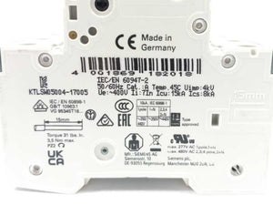 Siemens 5SY4363-7 Miniature Circuit Breaker, 400 V 10KA