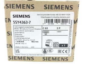 Siemens 5SY4363-7 Miniature Circuit Breaker, 400 V 10KA