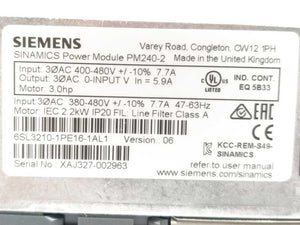 Siemens 6SL3210-1PE16-1AL1 Sinamics PM240-2 Power Module