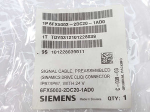 Siemens 6FX5002-2DC20-1AD0 Signal Cable, Preassembled Connector 3,0m