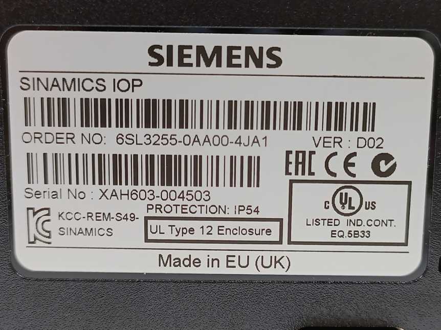 Siemens 6SL3255-0AA00-4JA1 Intelligent Operator Panel IOP