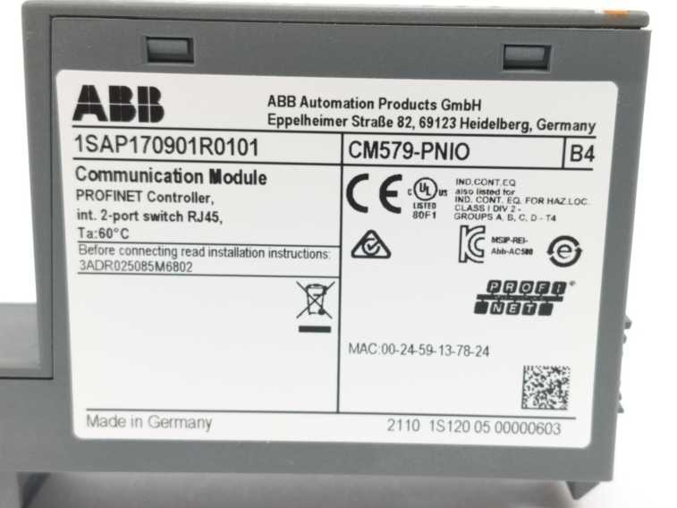 ABB 1SAP170901R0101 Communication Module. PROFINET IO RT Controller