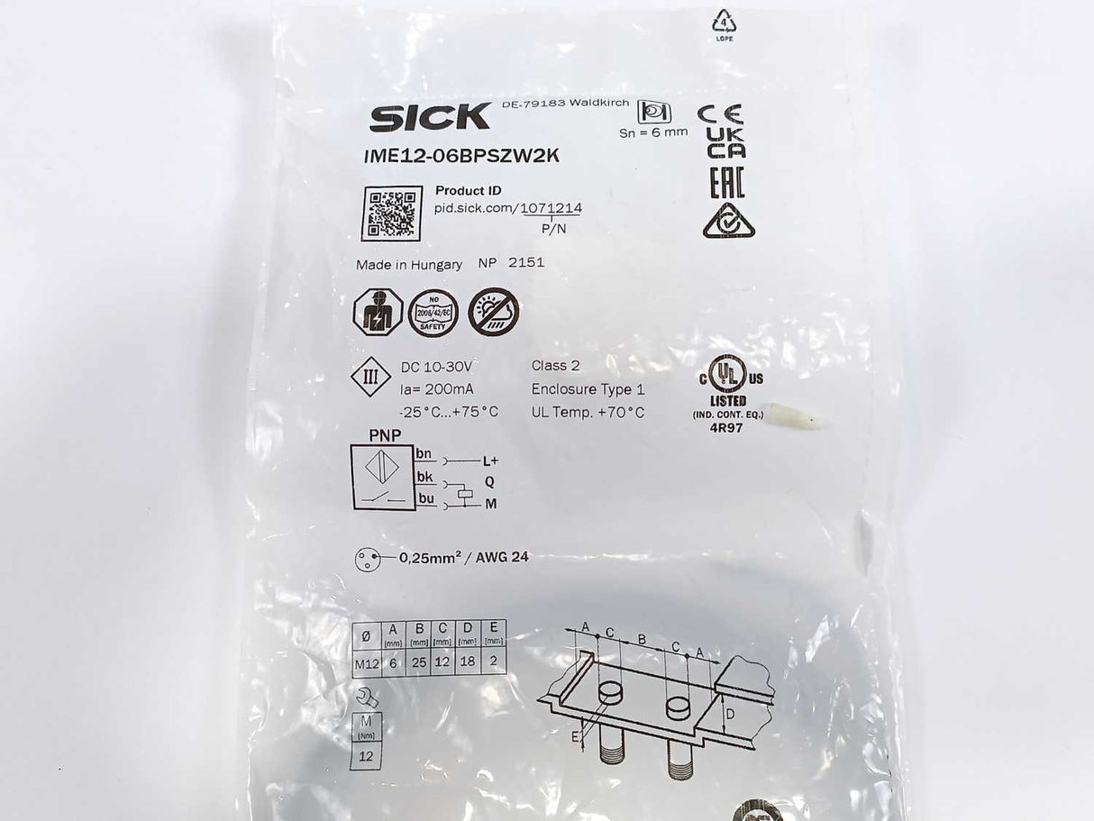 SICK 1071214 IME12-06BPSZW2K Inductive Proximity Sensor