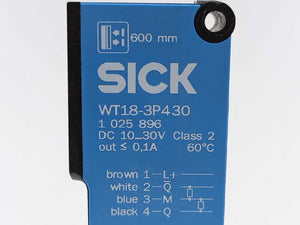 SICK 1025896 WT18-3P430 Diffuse Photoelectric Sensor 50-600mm Detection Range