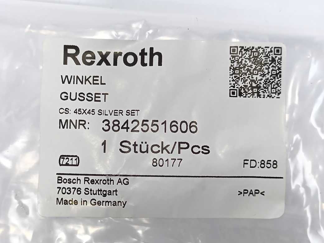 Bosch Rexroth 3842551606 Winkel 45x45 Silver Set Gusset / Angle Bracket