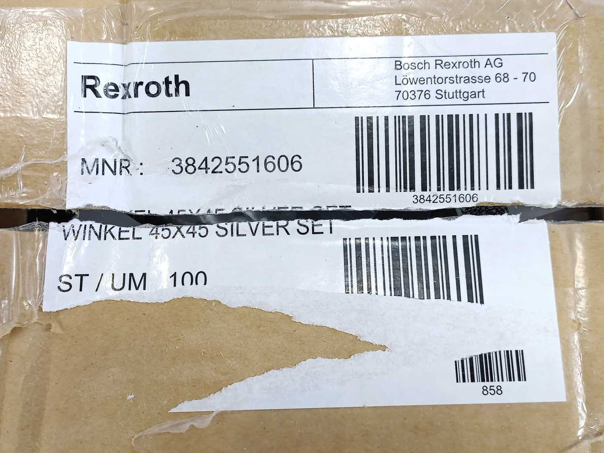 Bosch Rexroth 3842551606 Winkel 45x45 Silver Set Gusset / Angle Bracket