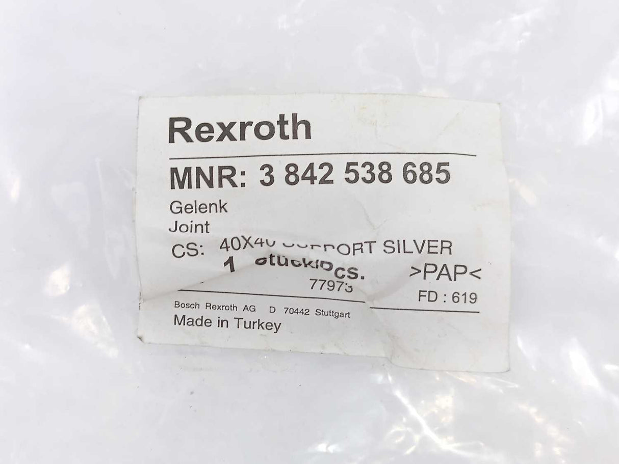 Bosch Rexroth 3842538685 Gelenk, Joint 40x40 Support Silver