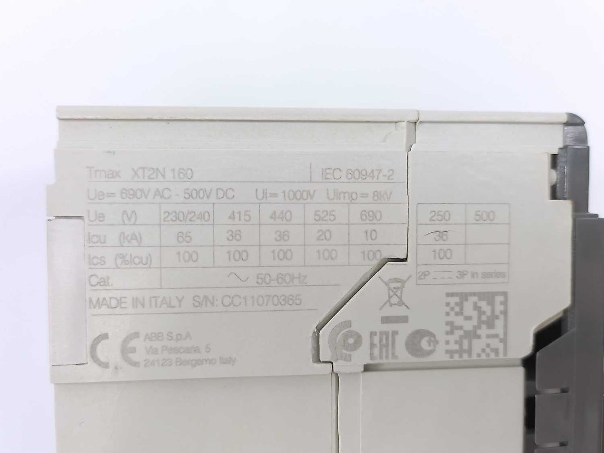 ABB 1SDA076529R1 SACE TMAX XT2 N 160 Circuit Breaker