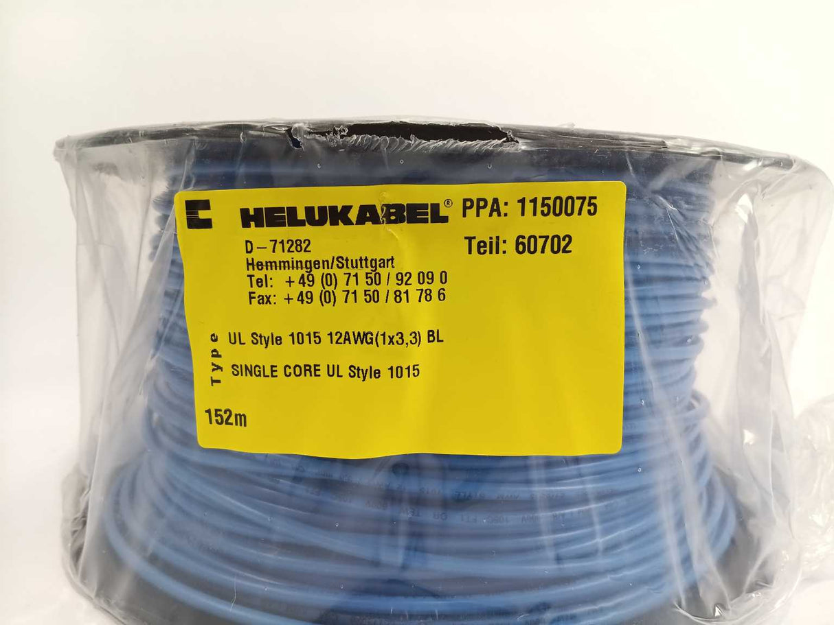 HELUKABEL 60702 Single Core UL Style 1015 12AWG Wire. 152m Spool