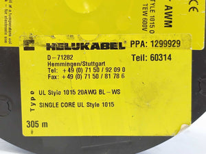 HELUKABEL 60314 Single Core UL Style 1015 20AWG Wire. 305m Spool