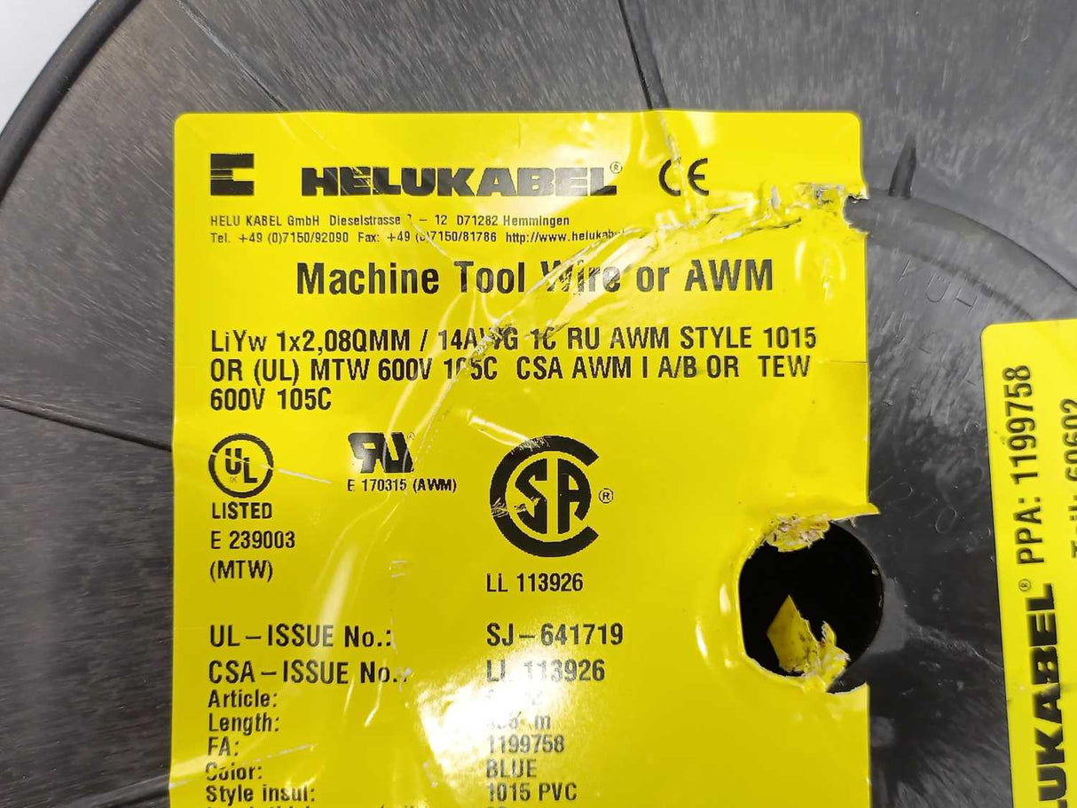 HELUKABEL 60602 Single Core UL Style 1015 14AWG Wire. 250m Spool