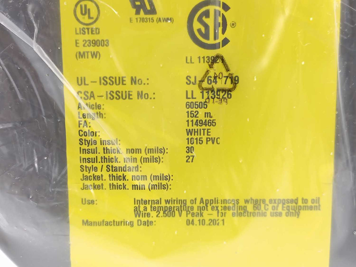HELUKABEL 60505 Single Core UL Style 1015 16AWG Wire. 152m Spool