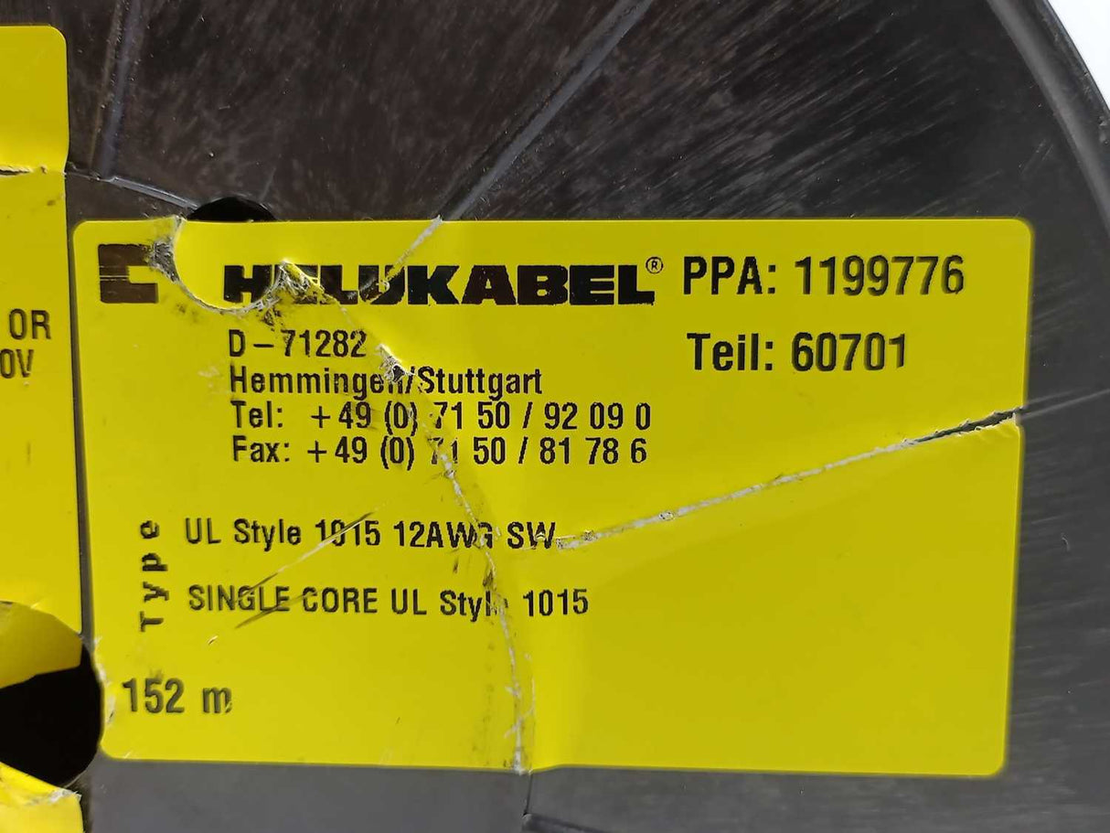 HELUKABEL 60701 Single Core UL Style 1015 14AWG Black Wire. 120m Spool