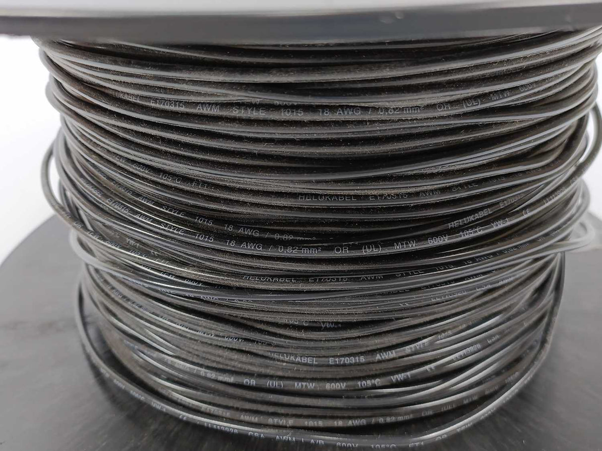 HELUKABEL 60401 Single Core UL Style 1015 18AWG Black Wire. 200m Spool