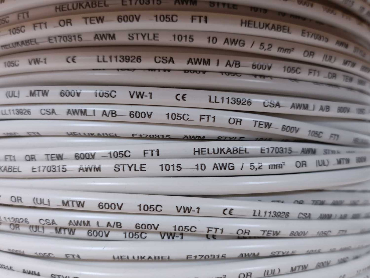 HELUKABEL 60805 Single Core UL Style 1015 10AWG/5,2mm, White Wire.