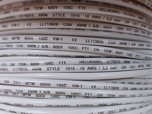HELUKABEL 60805 Single Core UL Style 1015 10AWG/5,2mm, White Wire.