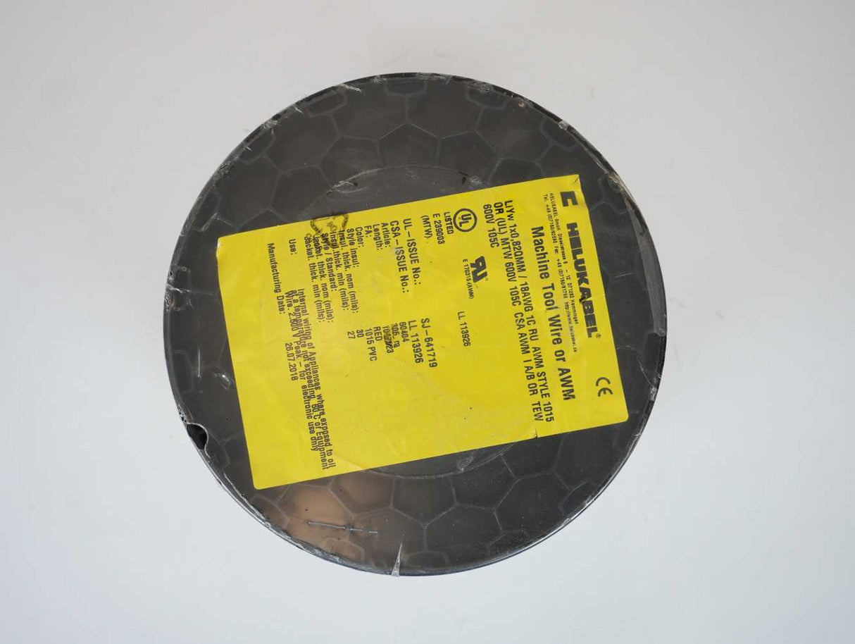 HELUKABEL 60404 UL-CSA 600V AWG 18 Style 1015 Single Core Cable Red 305m