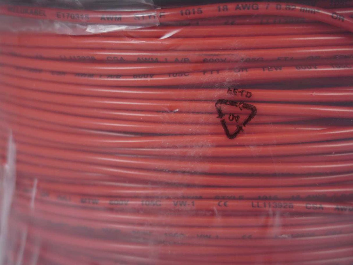 HELUKABEL 60404 UL-CSA 600V AWG 18 Style 1015 Single Core Cable Red 305m