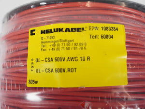 HELUKABEL 60804 AWM / Equipment Wire LiYw 1x5.2QMM 10AWG 1C Red