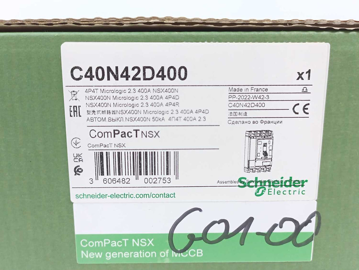 Schneider Electric C40N42D400 Circuit Breaker ComPacT NSX400N, 50kA at 415VAC