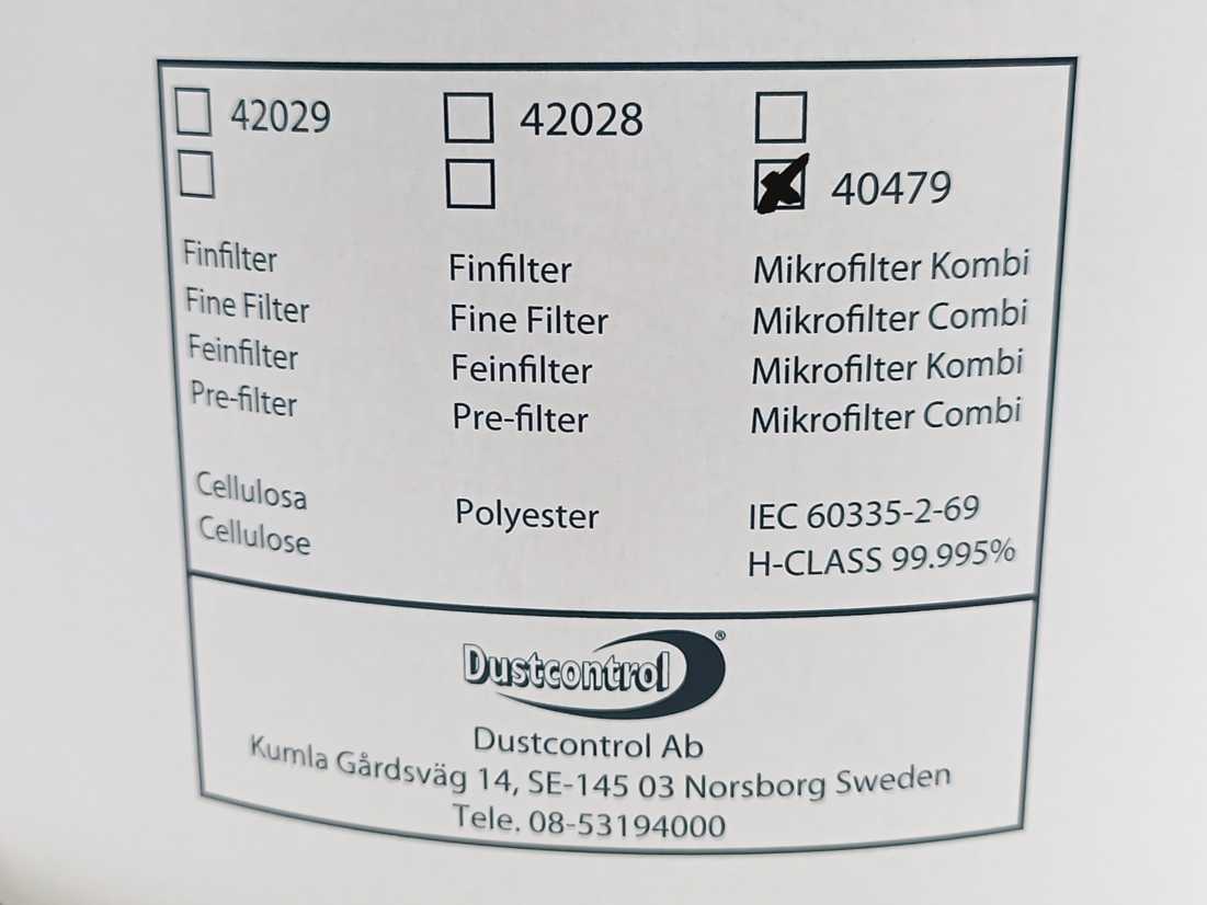 Dustcontrol 40479 Fine Filter