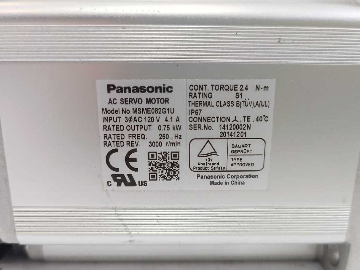 Panasonic  MSME082G1U AC Servomotor 10 W to 7.5 kW