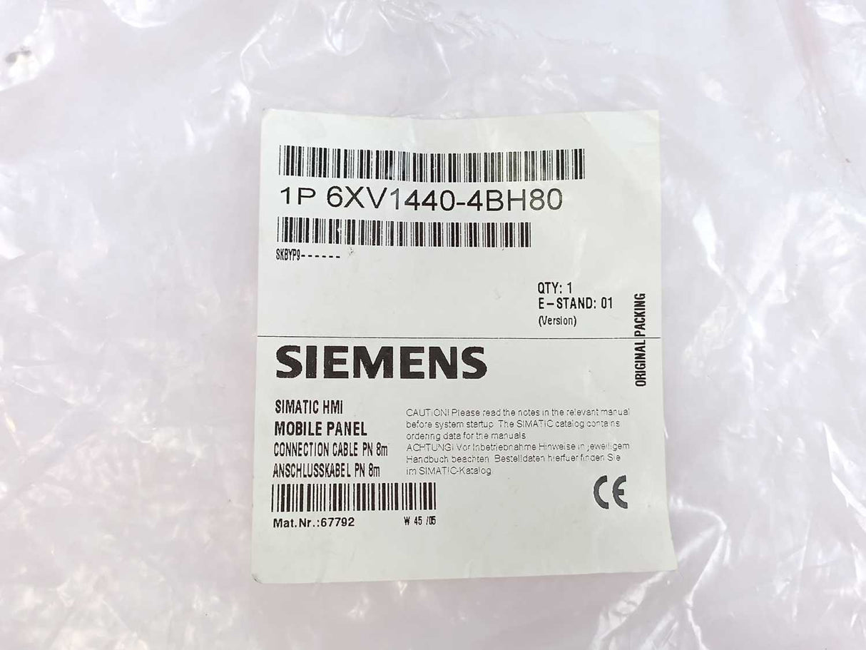 Siemens 6XV1440-4BH80 6XV14404BH80 Connection Cable PN for Mobile Panels, 8m