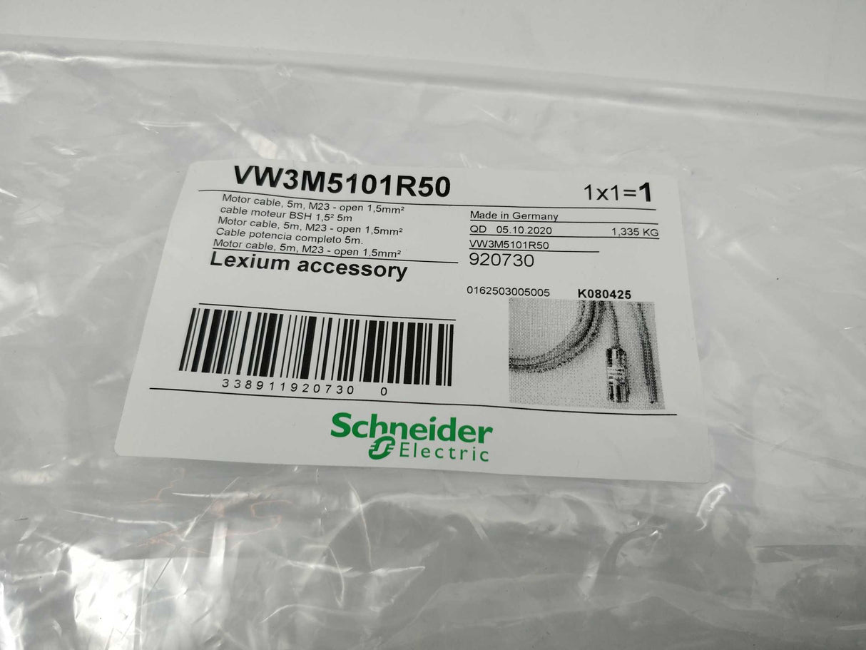 Schneider Electric VW3M5101R50 Motor Cable, 5m, M23-open, 1.5 mm2