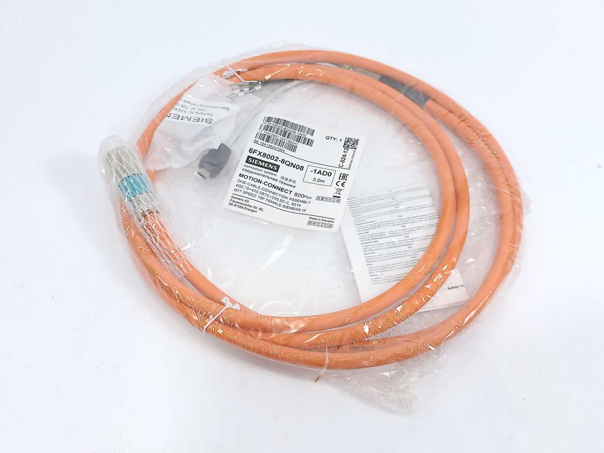 Siemens 6FX8002-8QN08-1AD0 Motion-Connect 800plus One Cable Connection Assembly