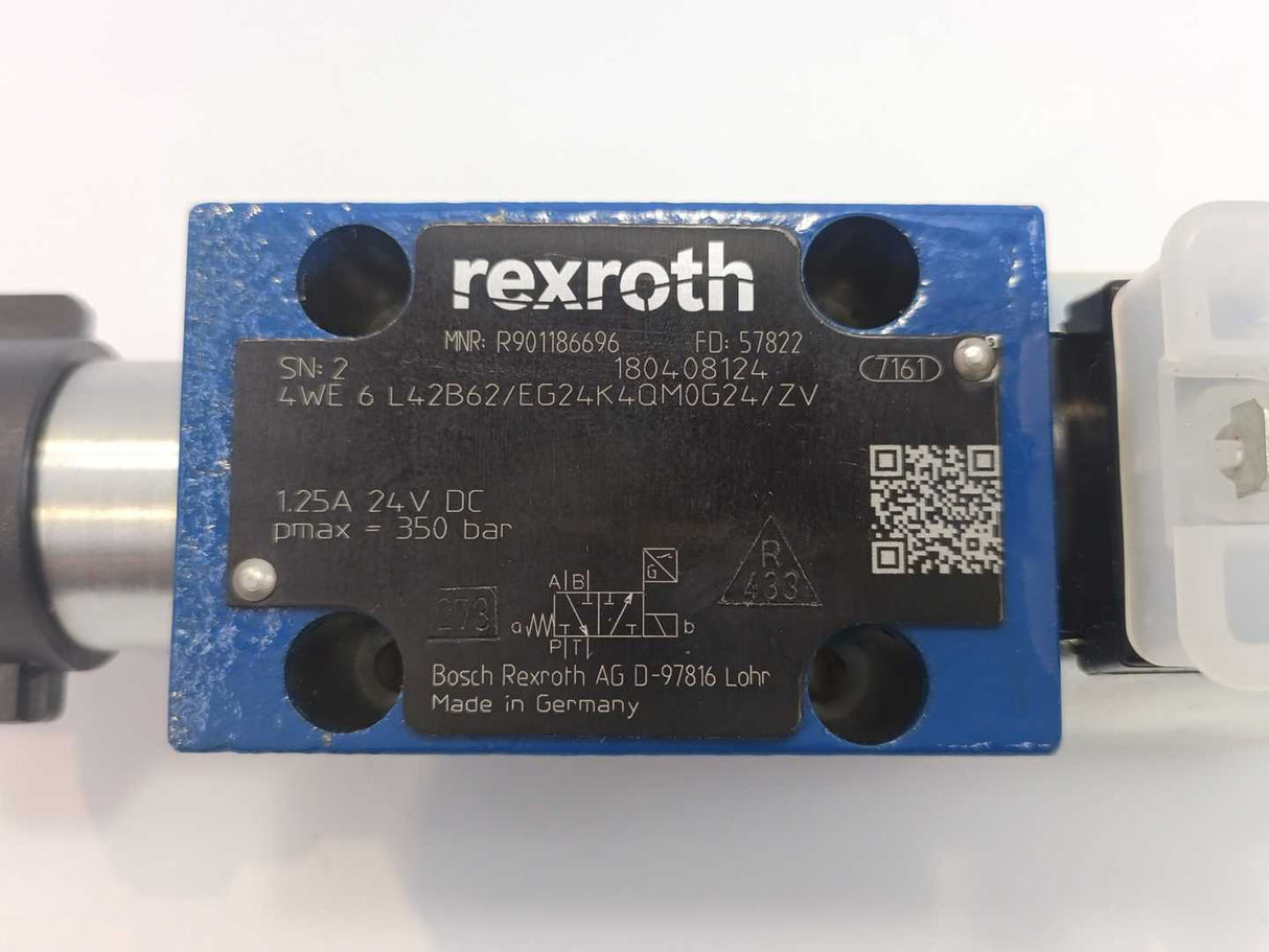 Bosch Rexroth R901186696 4WE 6 L42B62/EG24K4QM0G24/ZV Directional Spool Valve