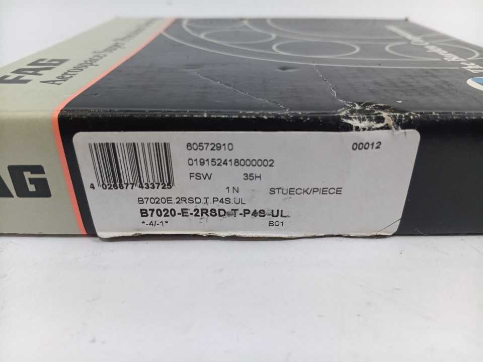 FAG B7020-E-2RSD-T-P4S-UL Aerospace Super Precision Angular Contact Ball Bearing