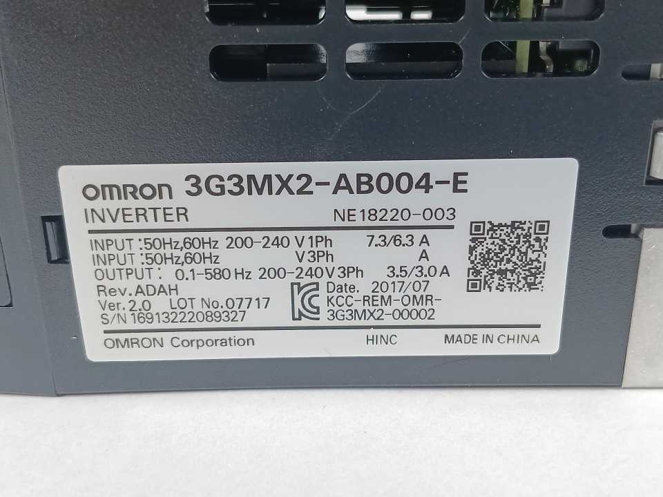 OMRON 3G3MX2-AB004-E E Inverter Rev. ADAH
