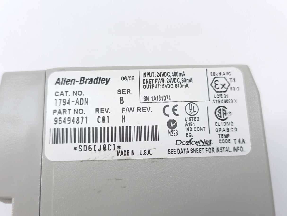AB 1794-ADN Ser. B Flex I/O Devicenet Adapter 24VDC