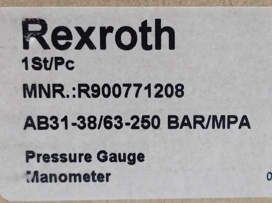 Rexroth R900771208 AB31-38/63-250 BAR/MPA Pressure Gauge Manometer