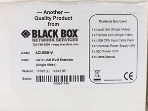 Black Box ACU6001A CATx USB KVM Extender (Single Video)