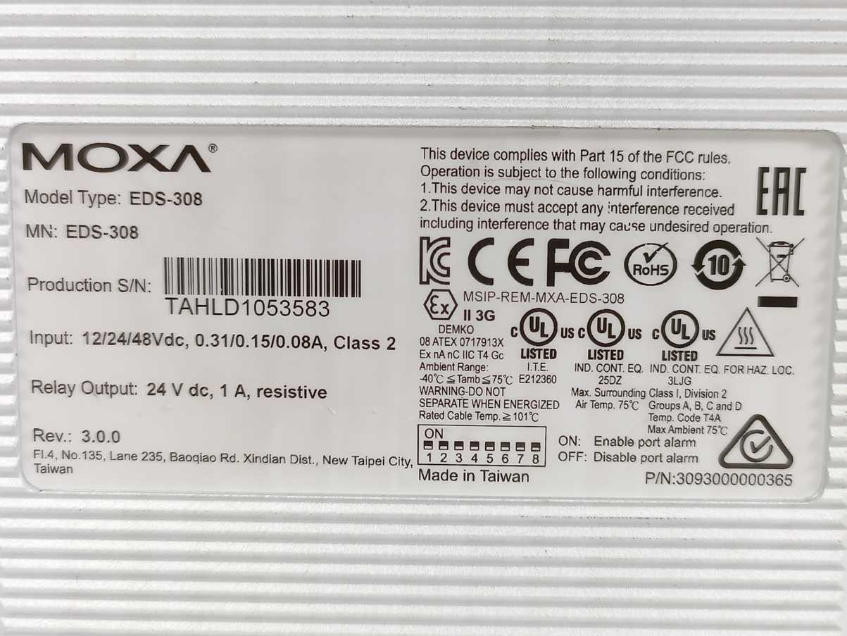Moxa EDS-308 8-Port Unmanaged Ethernet Switch