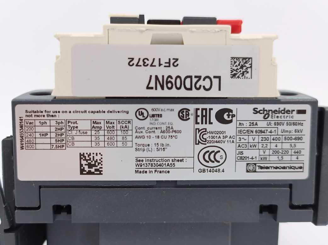 Schneider Electric LC2D09N7 TeSys Deca Reversing Contactor